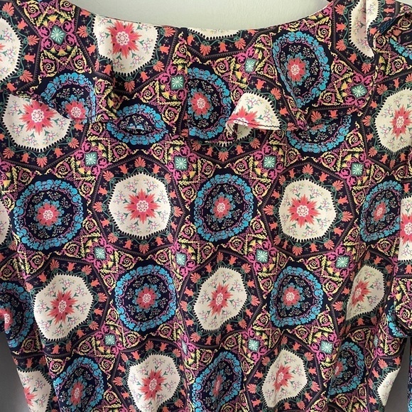 Fraiche by J Colorful Long Sleeve Pattern Ruffle Fit & Flare Dress Women’s Small - Picture 7 of 11